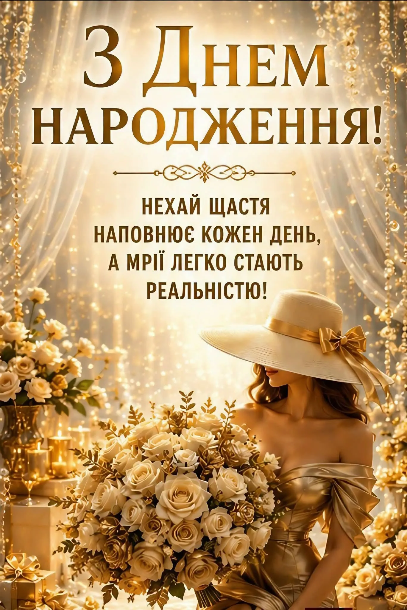 Оригінальна картинка з днем народження жінці - з побажаннями приємних моментів, для рідних і друзів